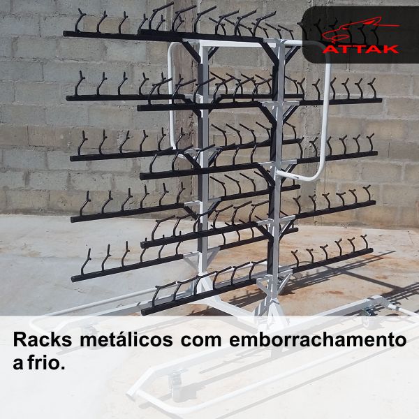 Racks metálicos com emborrachamento a frio